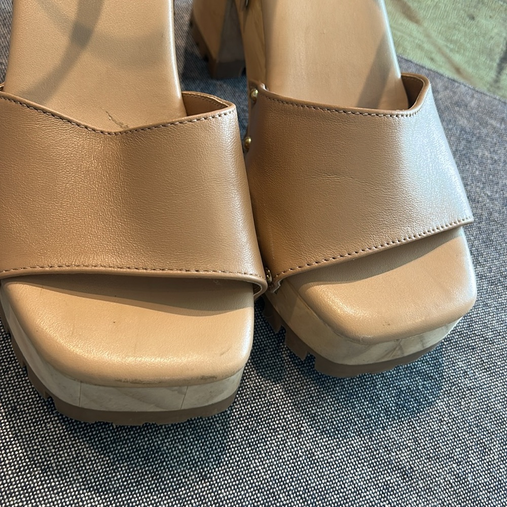 Steve Madden Ocala Tan Platform Lug Sole Block Heel Sandals Size 9.5 - Picture 3 of 7